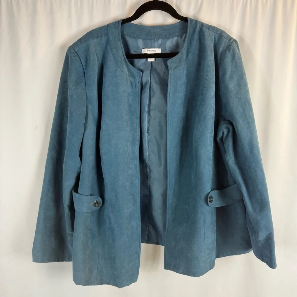 Dress Barn Women's 20 W dressy blazer jacket turquoise faux suede